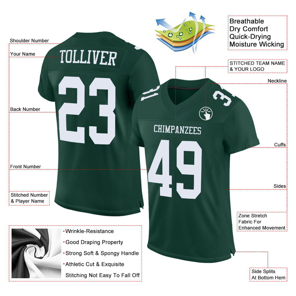 Custom Green White Mesh Authentic Football Jersey Limited