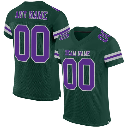 Custom Green Purple-Gray Mesh Authentic Football Jersey Limited