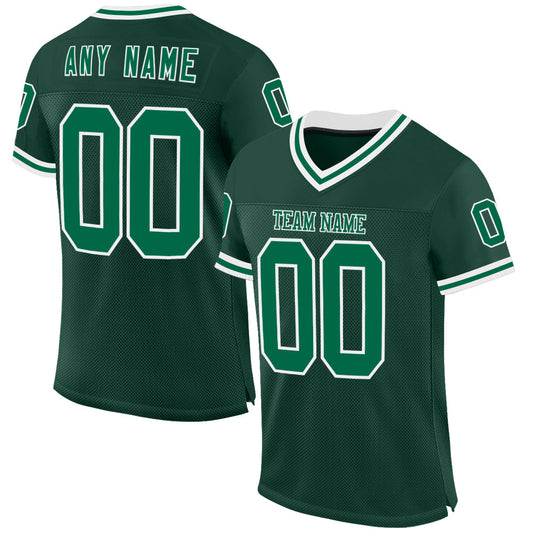 Custom Green Kelly Green-White Mesh Authentic Throwback Football Jersey Limited