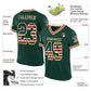 Custom Green Vintage USA Flag Cream-Red Mesh Authentic Throwback Football Jersey Limited