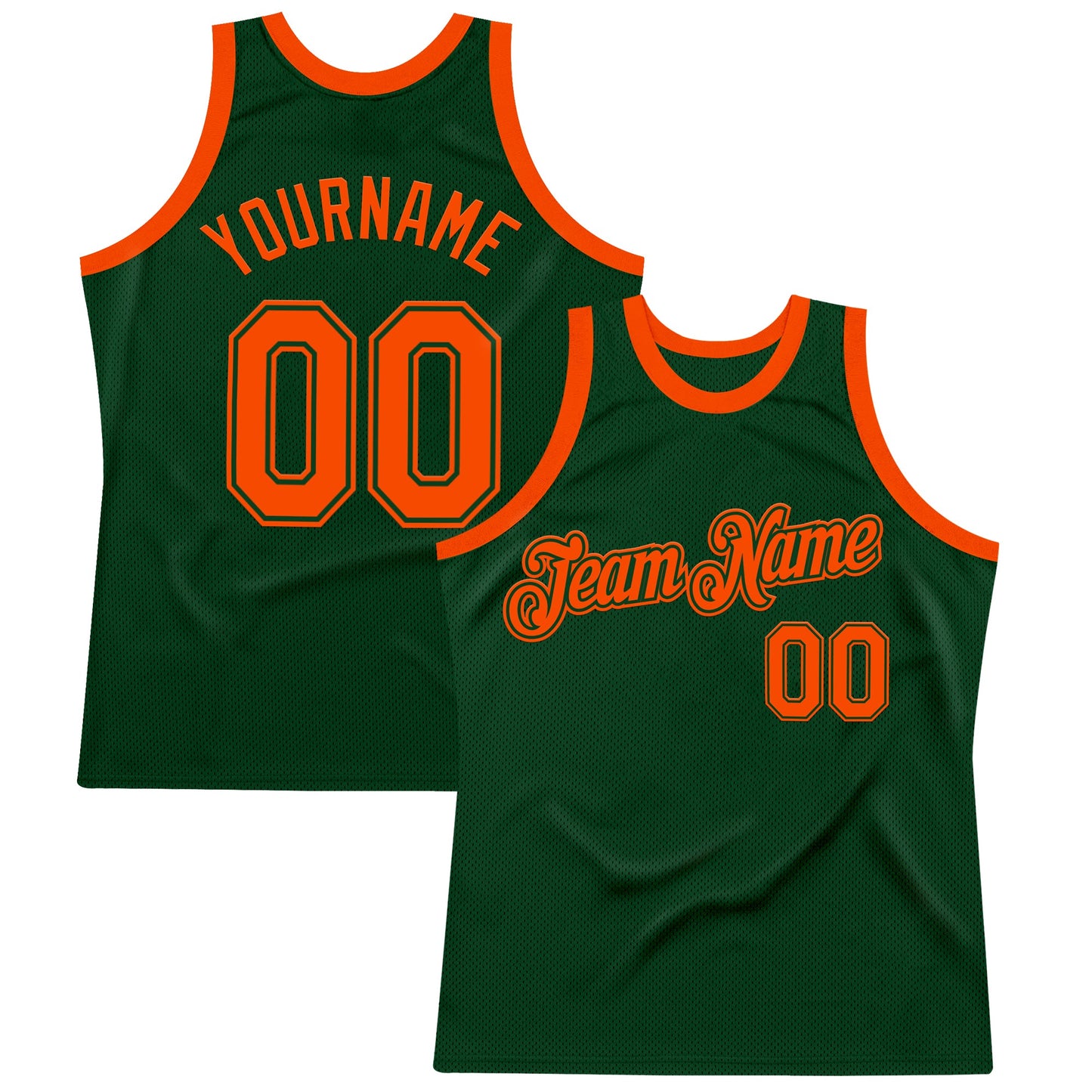 Custom Green Orange Authentic Throwback Basketball Jersey