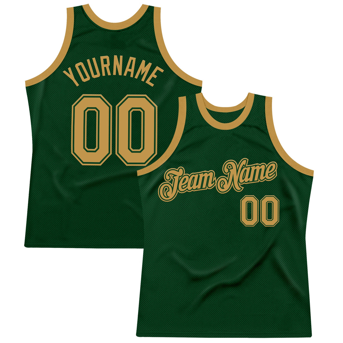 Custom Green Old Gold Authentic Throwback Basketball Jersey