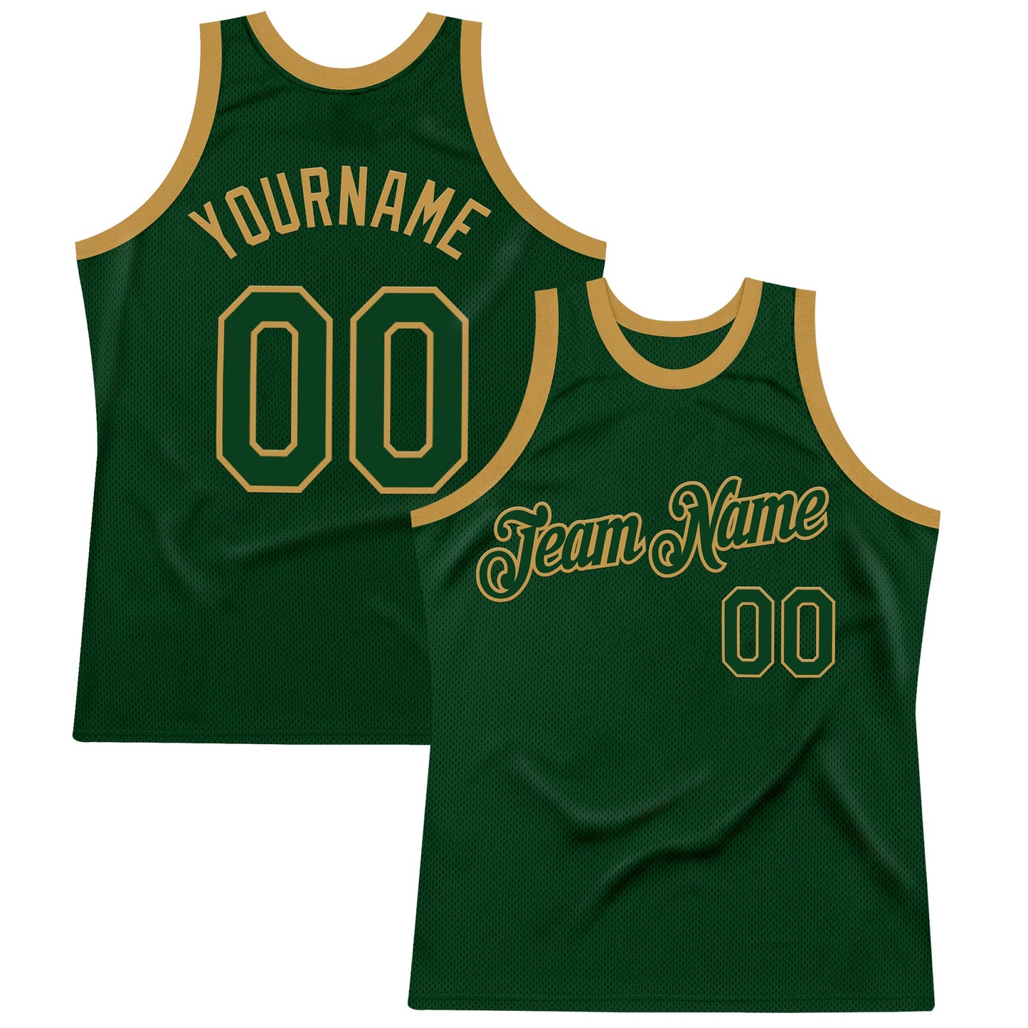 Custom Green Old Gold Authentic Throwback Basketball Jersey