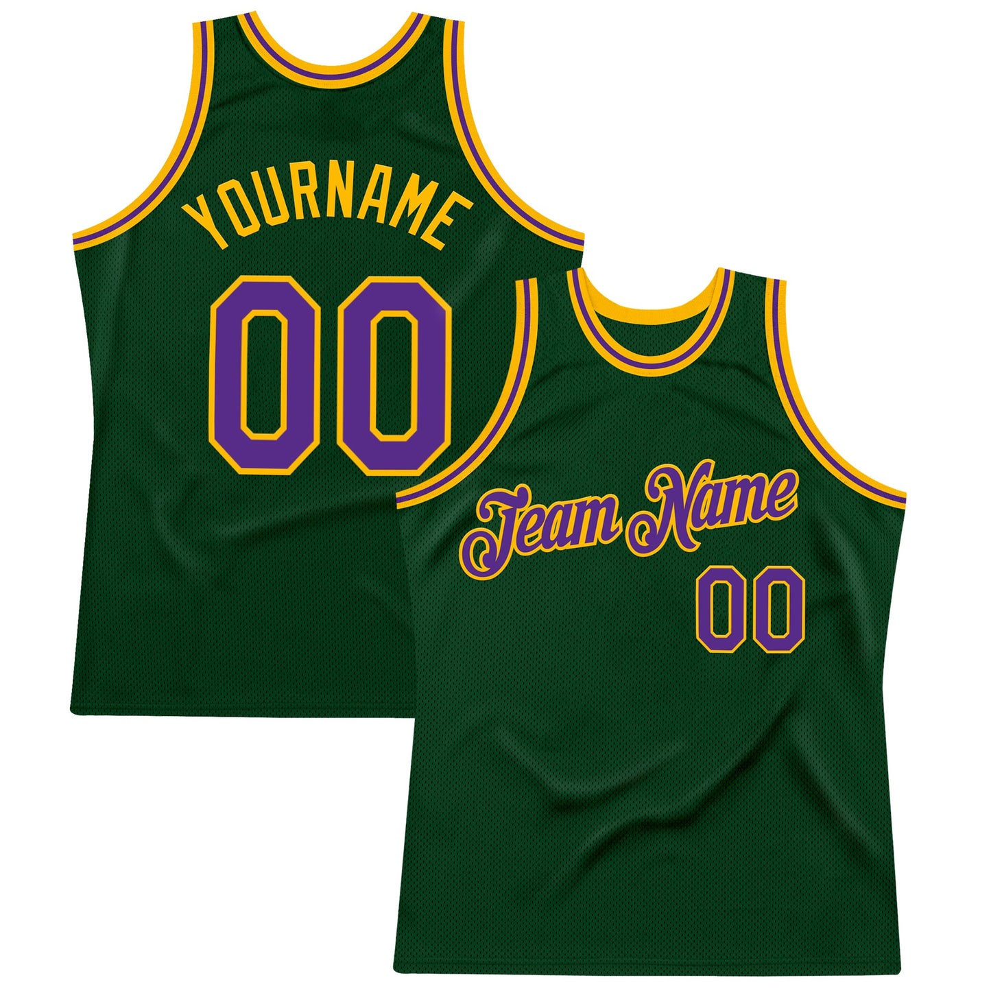 Custom Green Purple-Gold Authentic Throwback Basketball Jersey