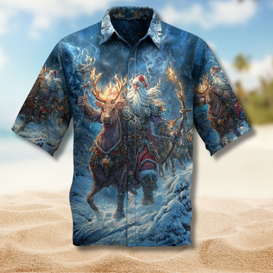Christmas Stay Cool Santa Claus Reindeer - Festive Holiday Hawaiian Shirt