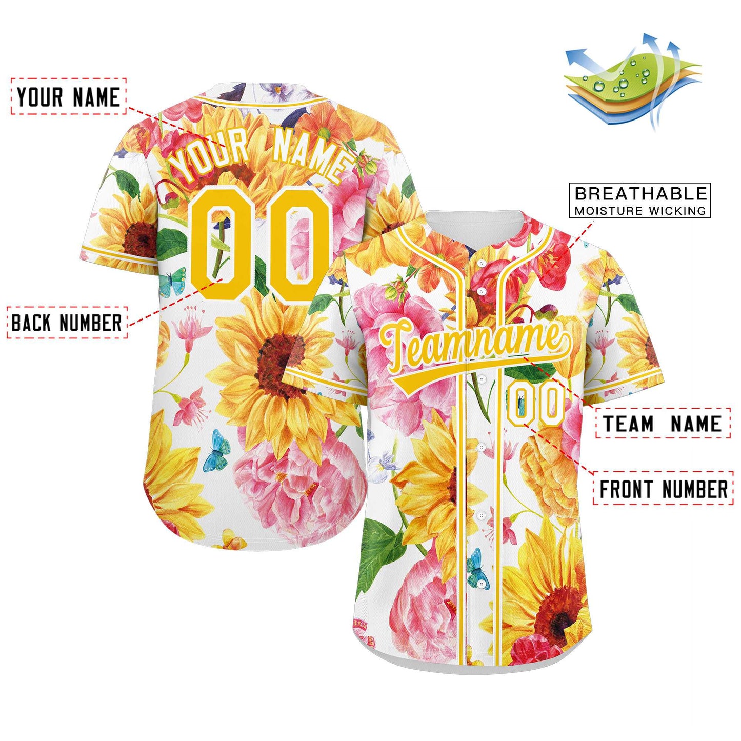 Custom Yellow Gold-White Graffiti Pattern Authentic Flower Baseball Jersey Limited