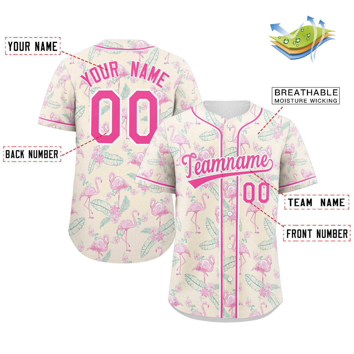 Custom Pink Pink-White Graffiti Pattern Authentic Flamingo Baseball Jersey Limited