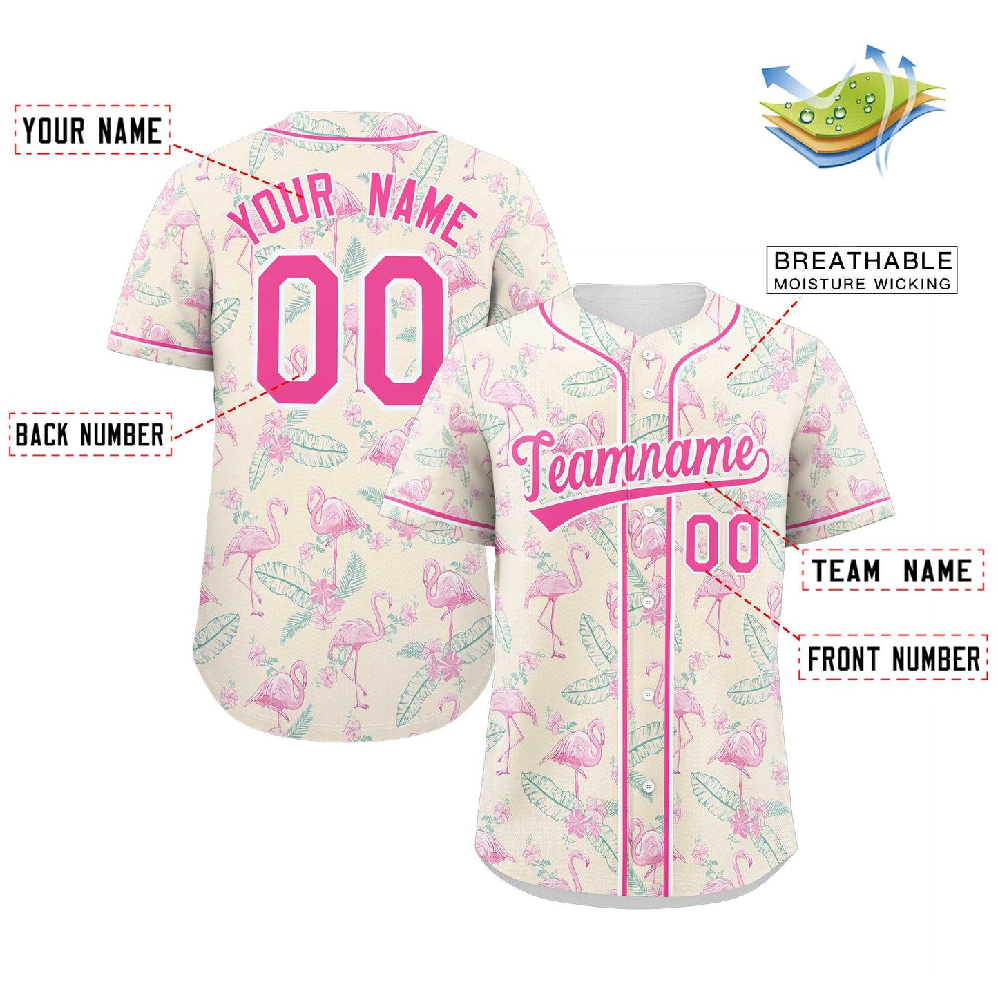Custom Pink Pink-White Graffiti Pattern Authentic Flamingo Baseball Jersey Limited