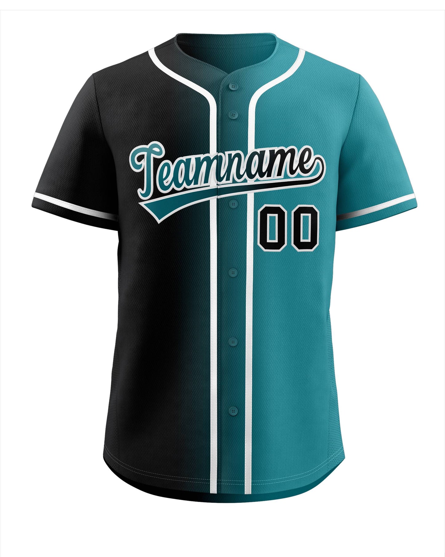 Custom Black Teal-White Gradient Fashion Authentic Baseball Jersey Limited