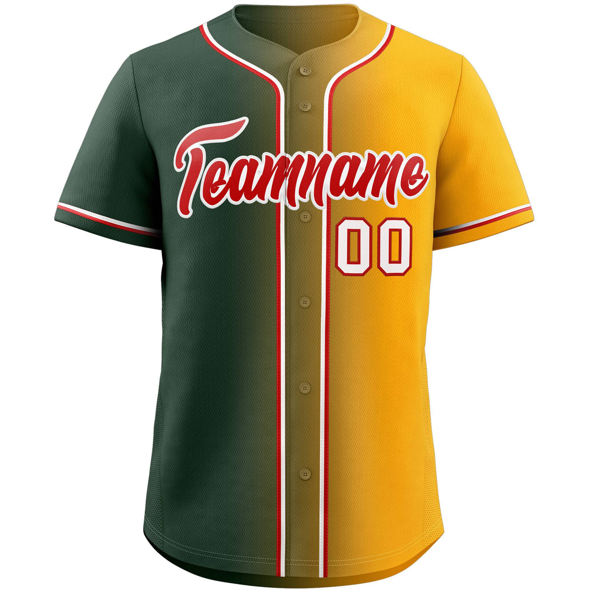 Custom Green Red-White Gradient Fashion Authentic Baseball Jersey Limited