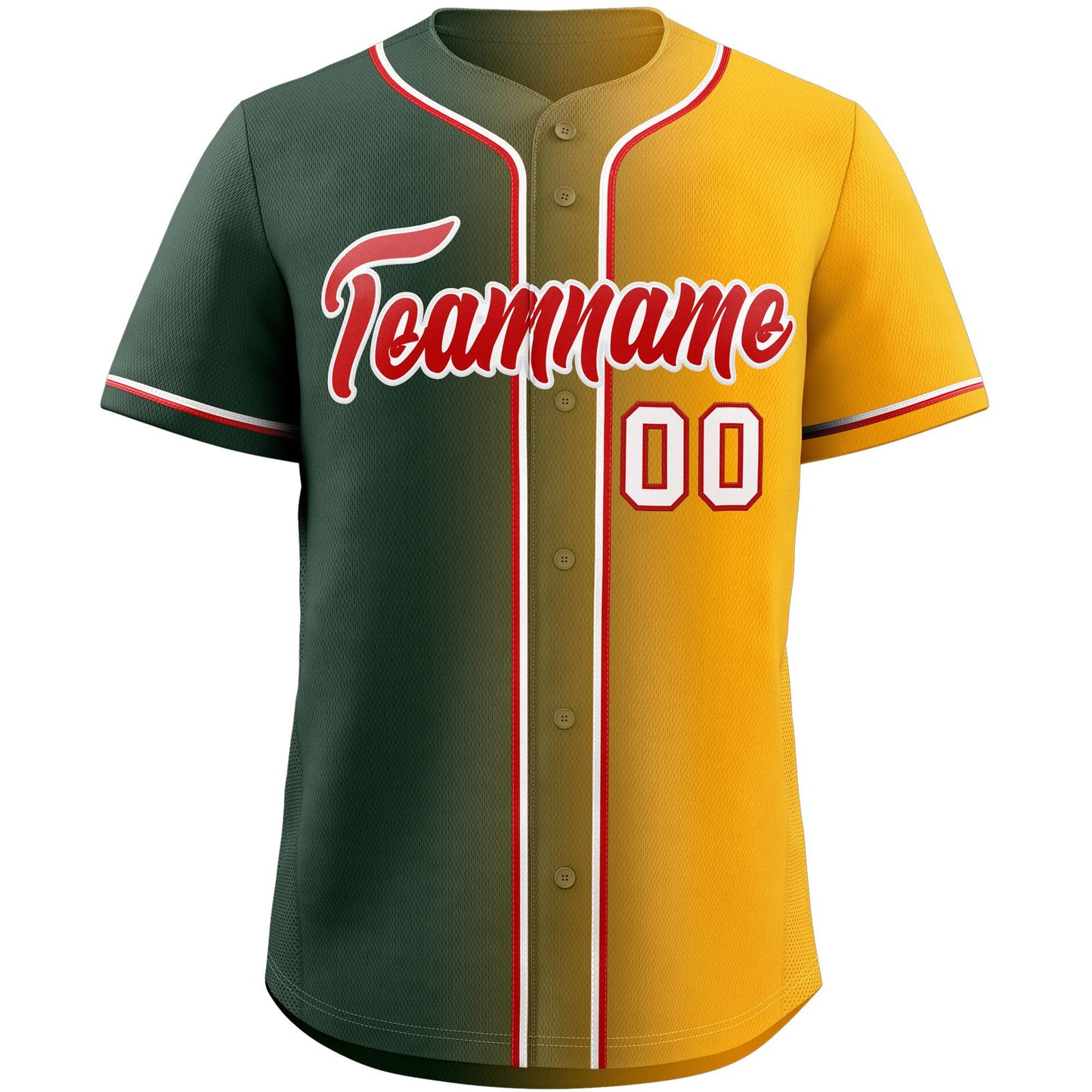 Custom Green Red-White Gradient Fashion Authentic Baseball Jersey Limited
