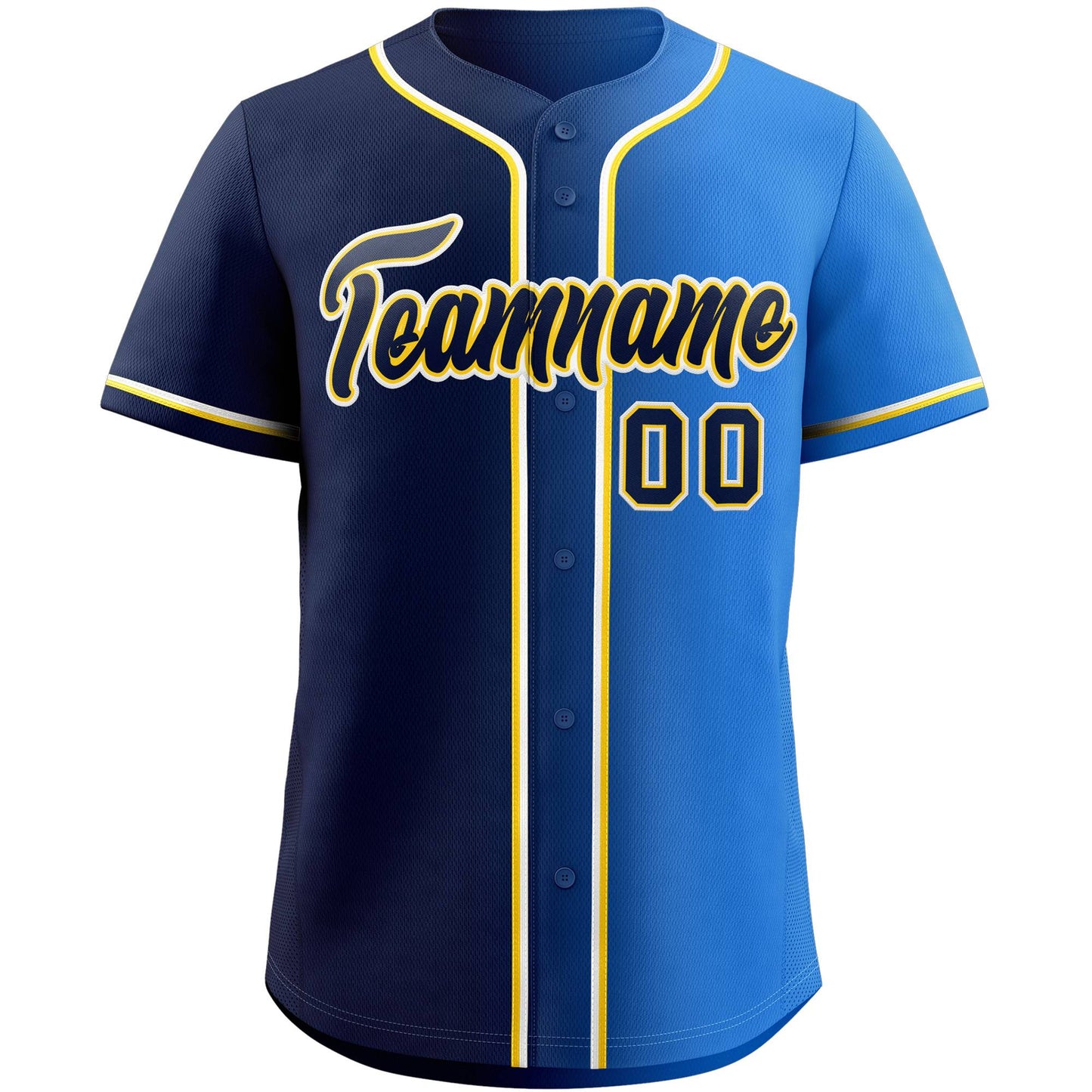 Custom Royal Navy-Yellow Gradient Fashion Authentic Baseball Jersey Limited