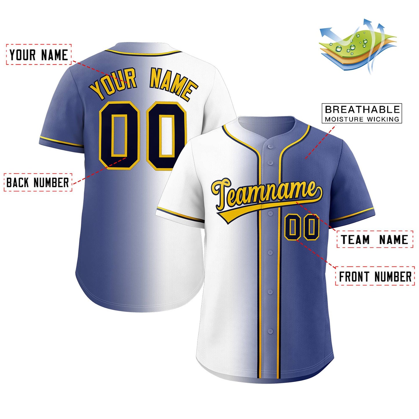 Custom White Yellow-Black Gradient Fashion Authentic Baseball Jersey Limited