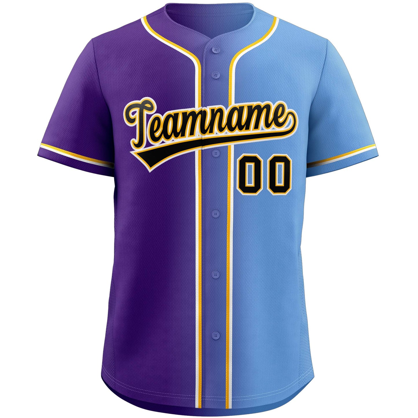 Custom Purple Black-Yellow Gradient Fashion Authentic Baseball Jersey Limited