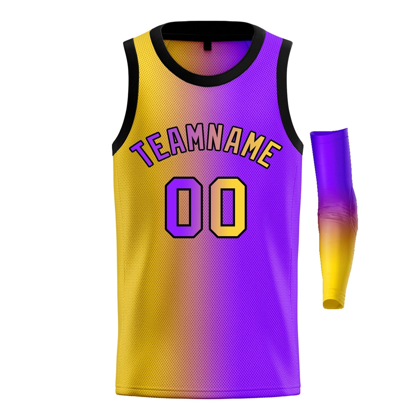 Custom Yellow Purple-Black Gradient Fashion Tops Basketball Jersey Limited