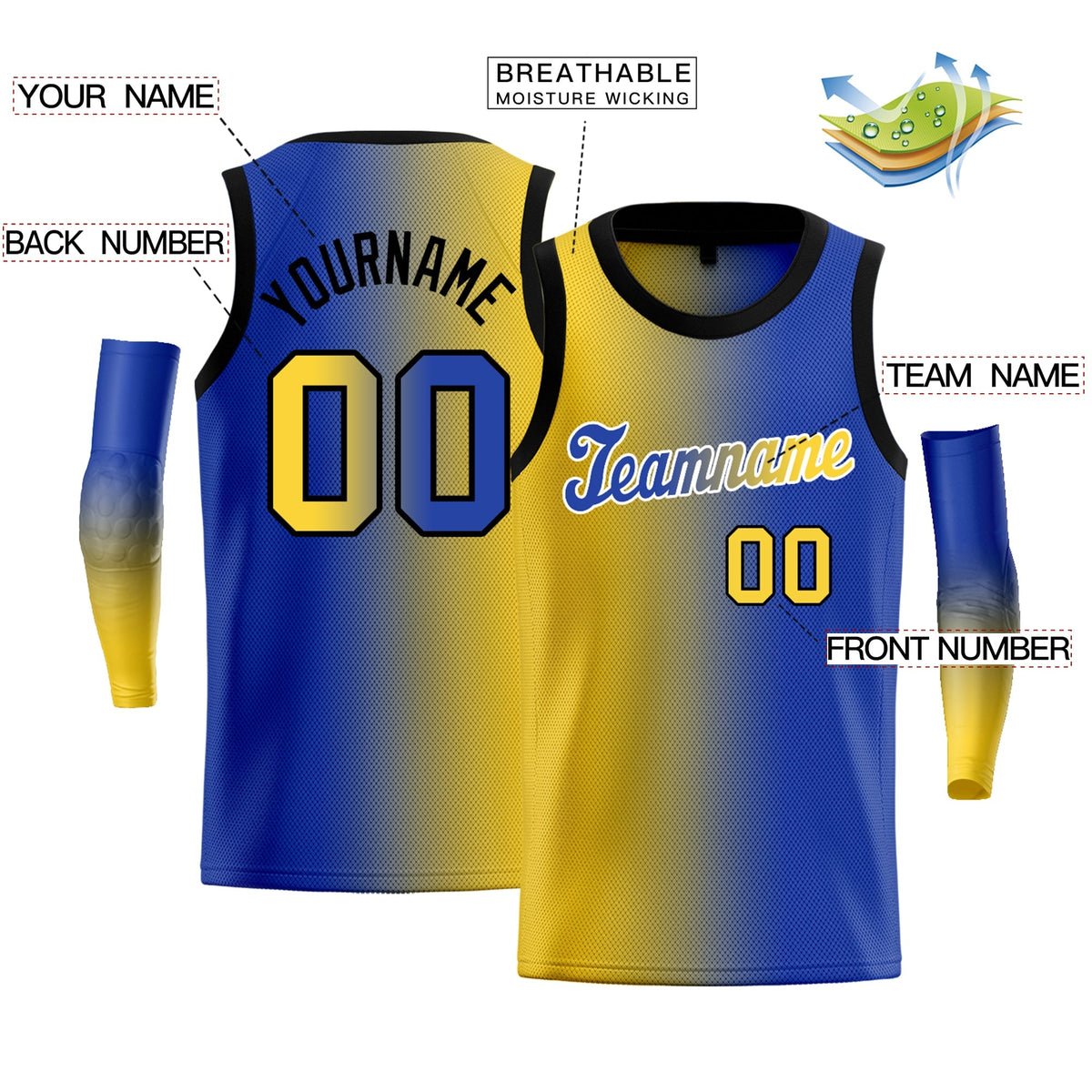 Custom Yellow Royal-White Gradient Fashion Tops Basketball Jersey Limited