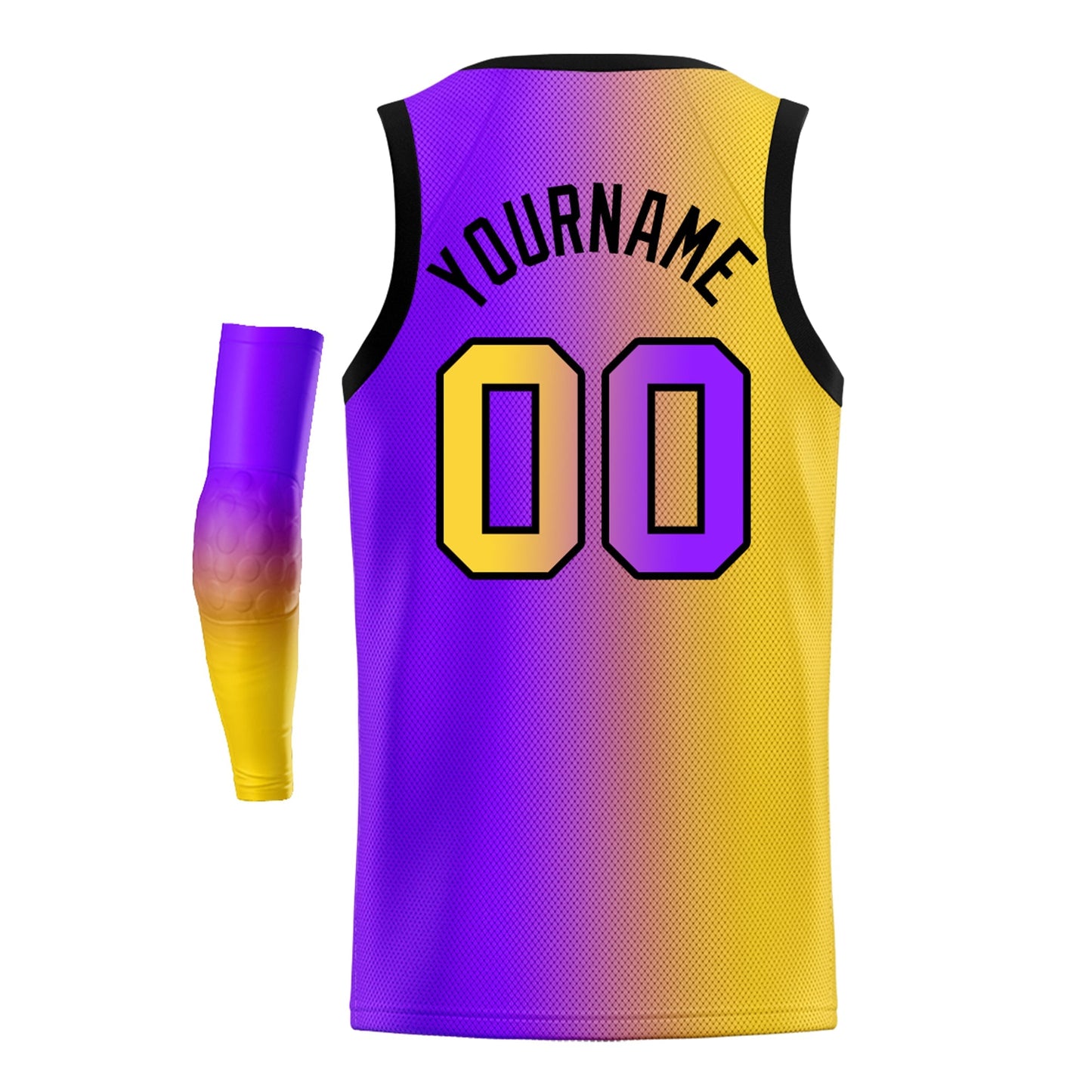 Custom Yellow Purple-Black Gradient Fashion Tops Basketball Jersey Limited