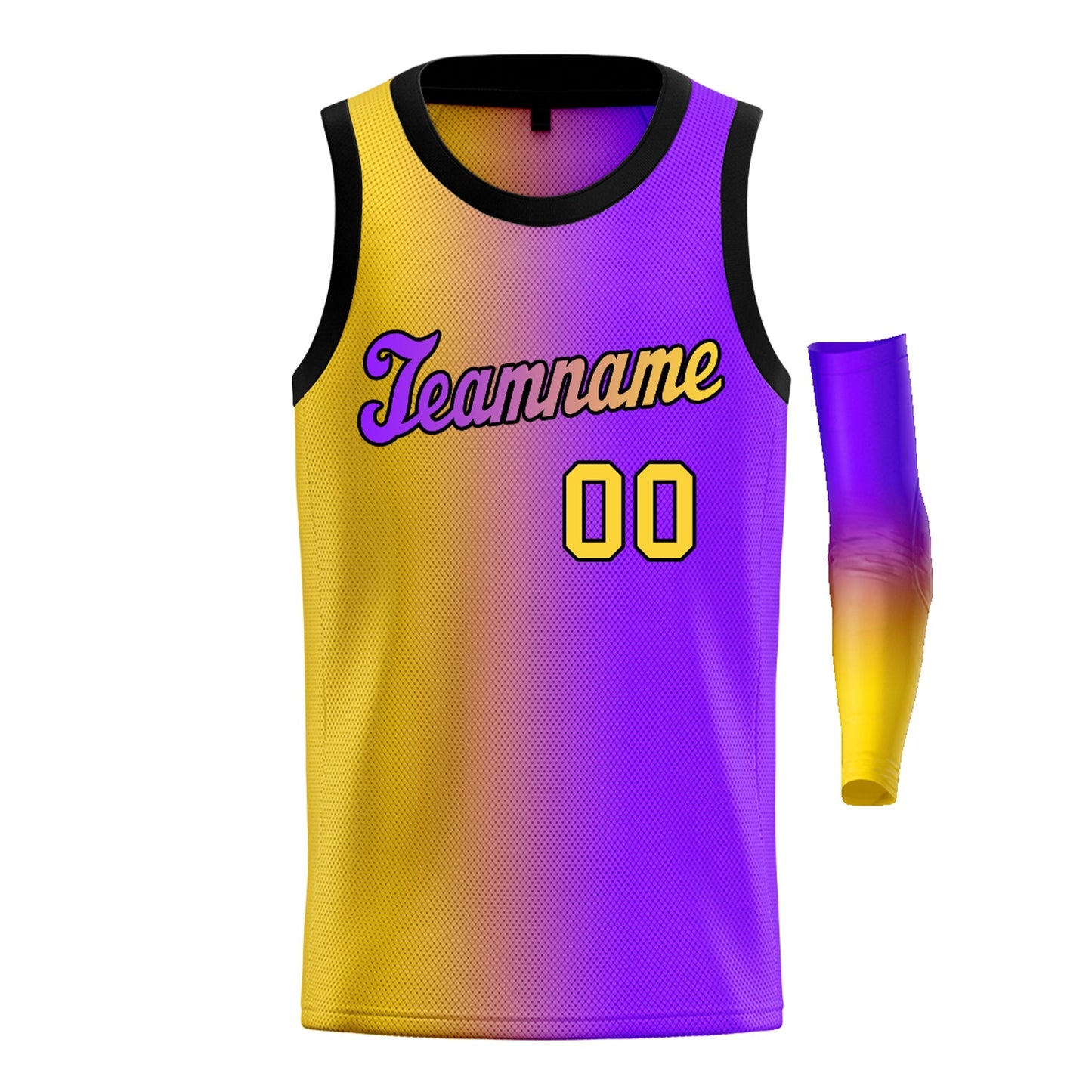 Custom Yellow Purple-Black Gradient Fashion Tops Basketball Jersey Limited