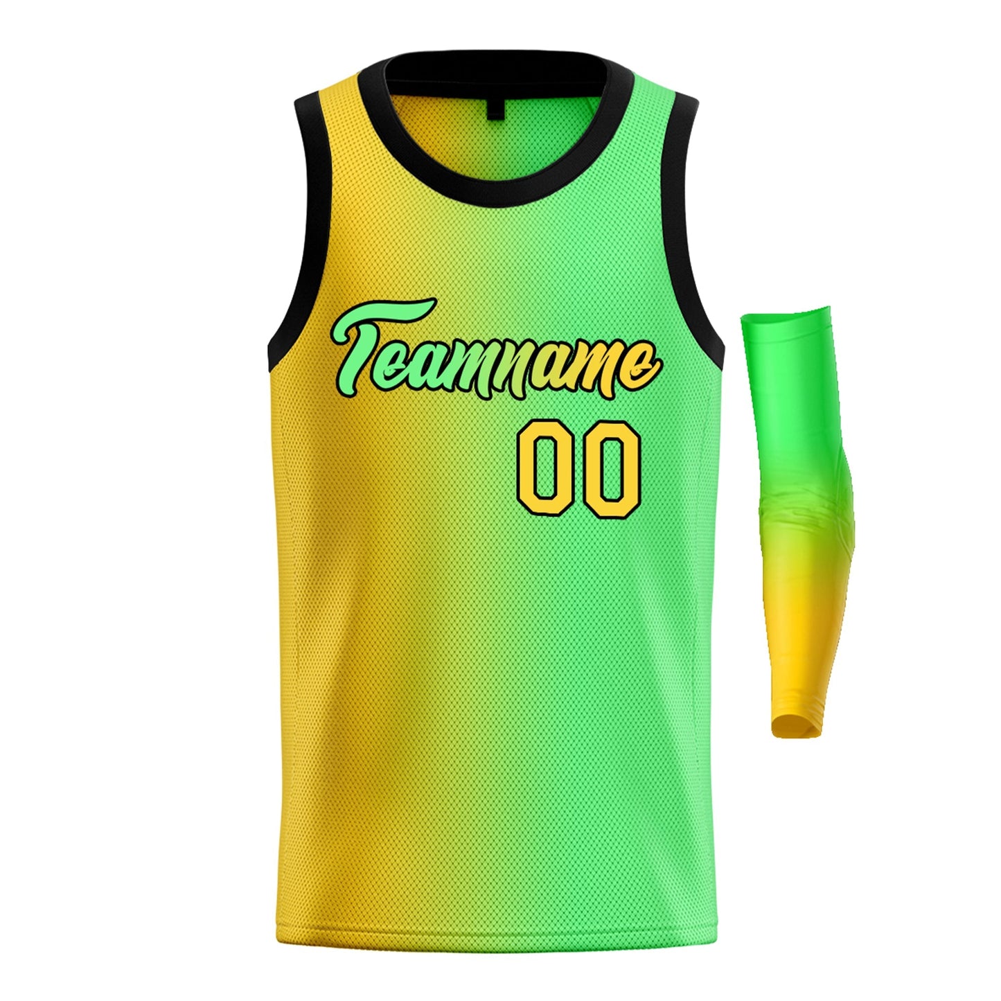 Custom Yellow Green-Black Gradient Fashion Tops Basketball Jersey Limited