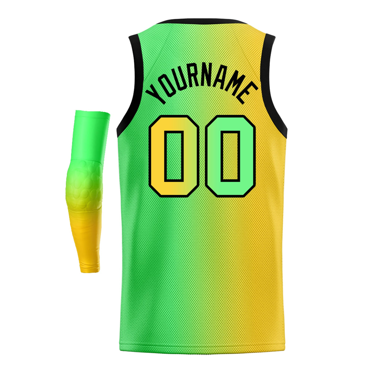 Custom Yellow Green-Black Gradient Fashion Tops Basketball Jersey Limited