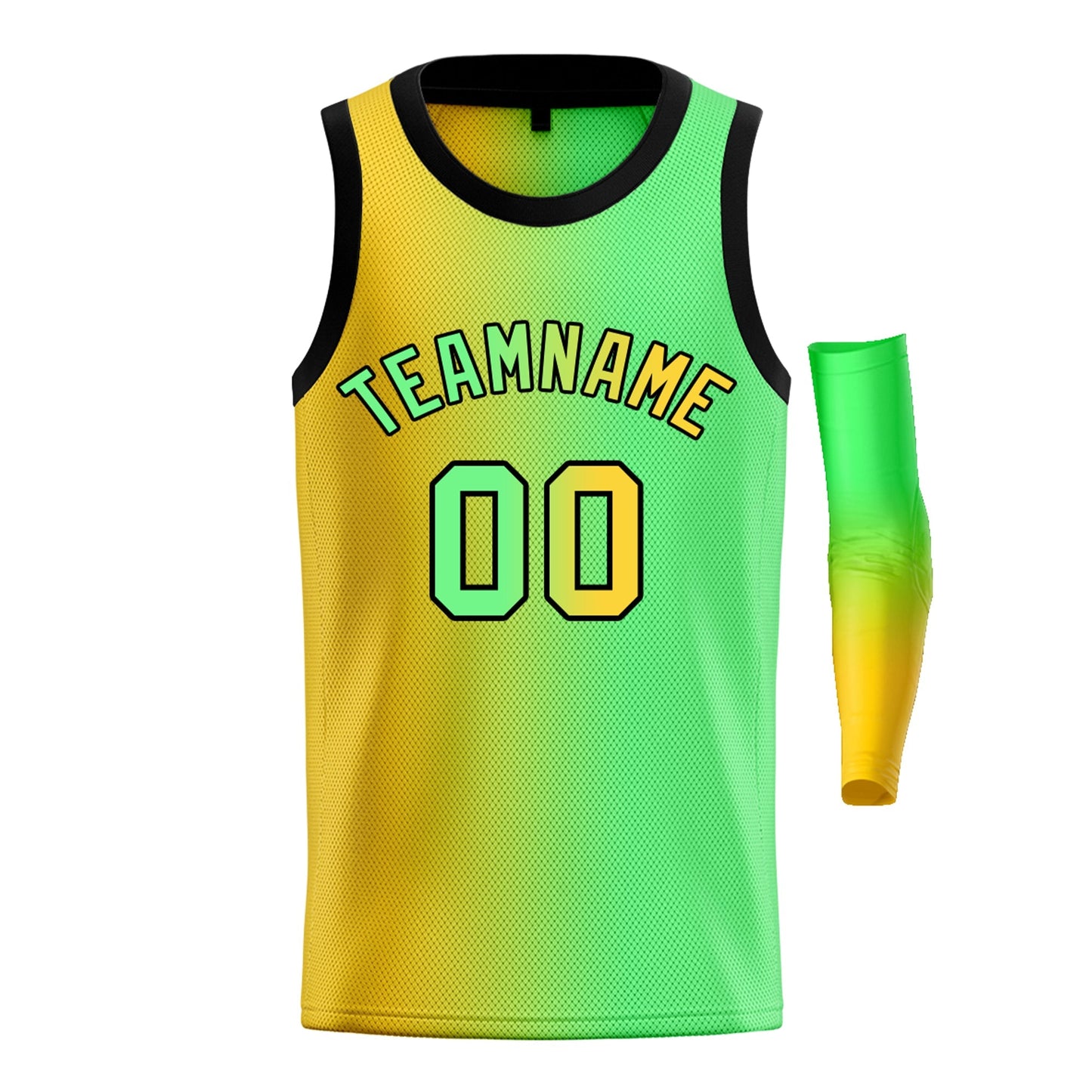 Custom Yellow Green-Black Gradient Fashion Tops Basketball Jersey Limited