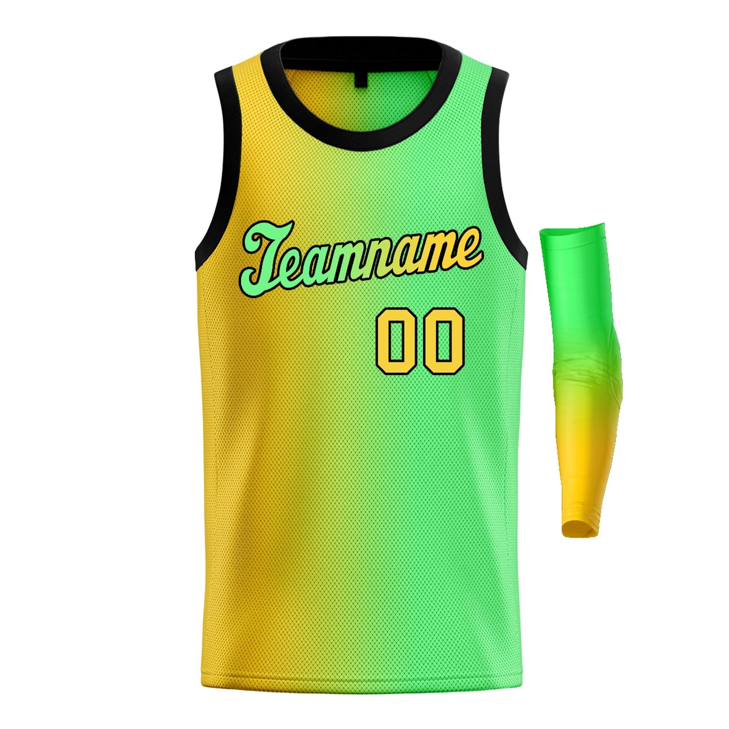 Custom Yellow Green-Black Gradient Fashion Tops Basketball Jersey Limited