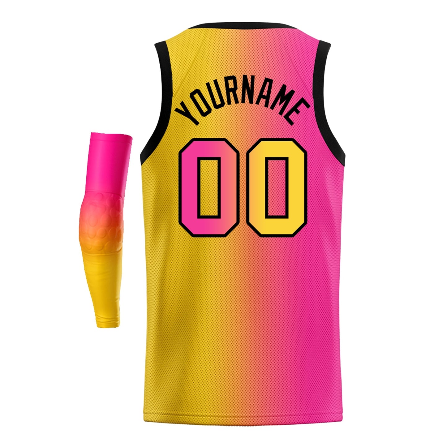 Custom Yellow Pink-Black Gradient Fashion Tops Basketball Jersey Limited