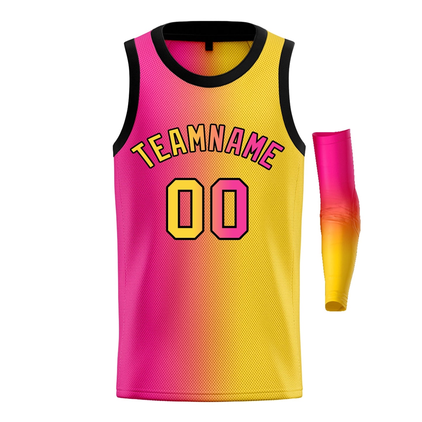 Custom Yellow Pink-Black Gradient Fashion Tops Basketball Jersey Limited