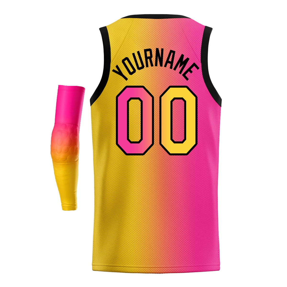 Custom Yellow Pink-Black Gradient Fashion Tops Basketball Jersey Limited