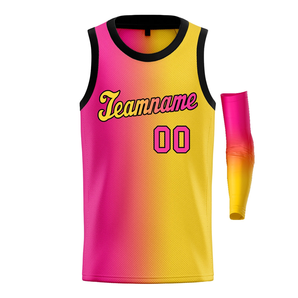 Custom Yellow Pink-Black Gradient Fashion Tops Basketball Jersey Limited