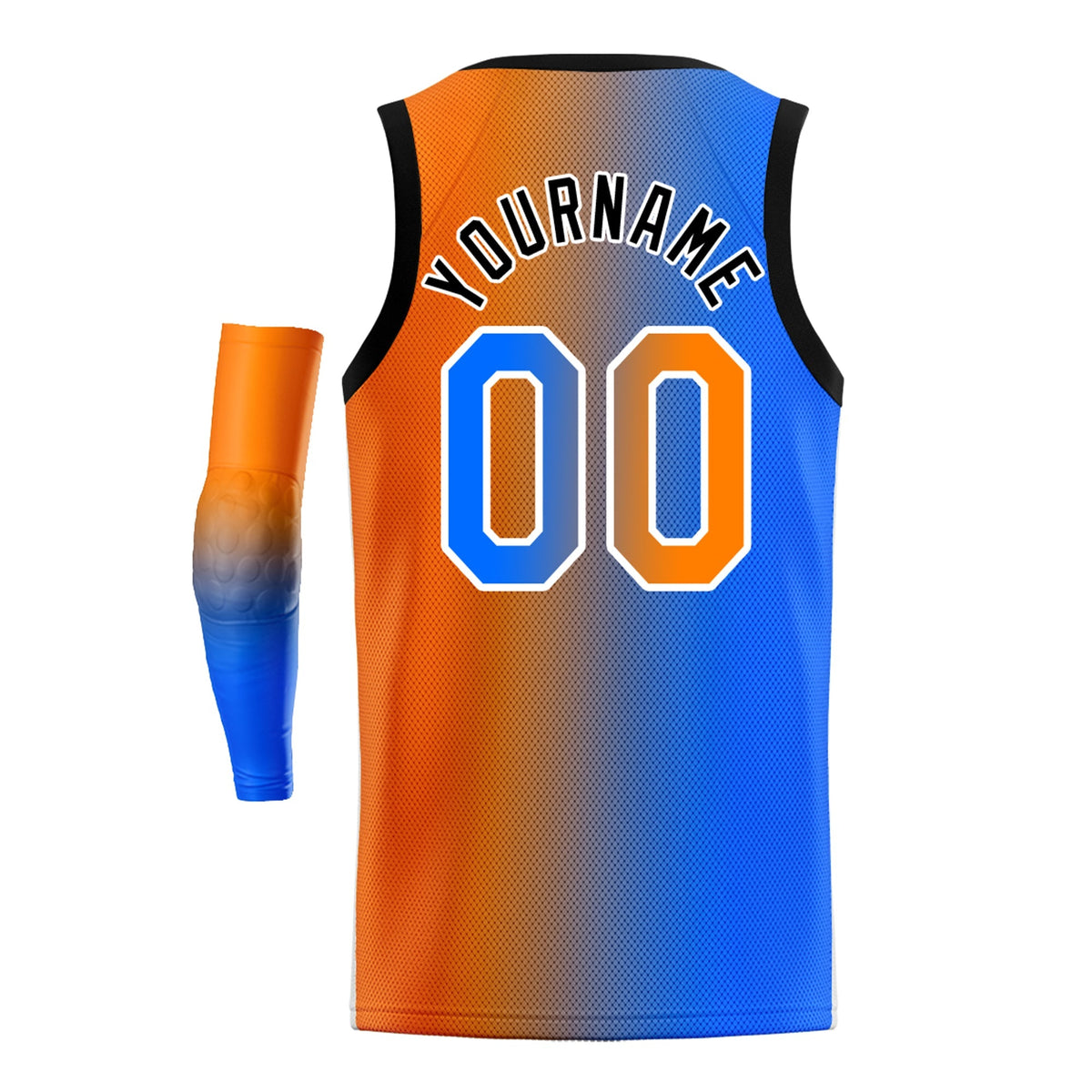 Custom Blue Orange-White Gradient Fashion Tops Basketball Jersey Limited