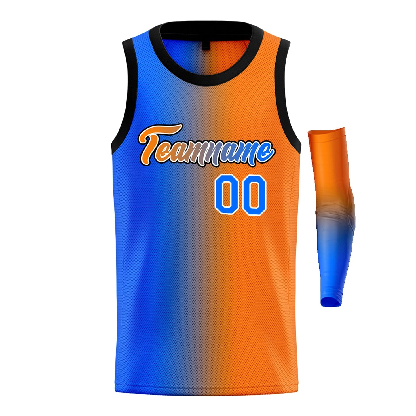 Custom Blue Orange-White Gradient Fashion Tops Basketball Jersey Limited