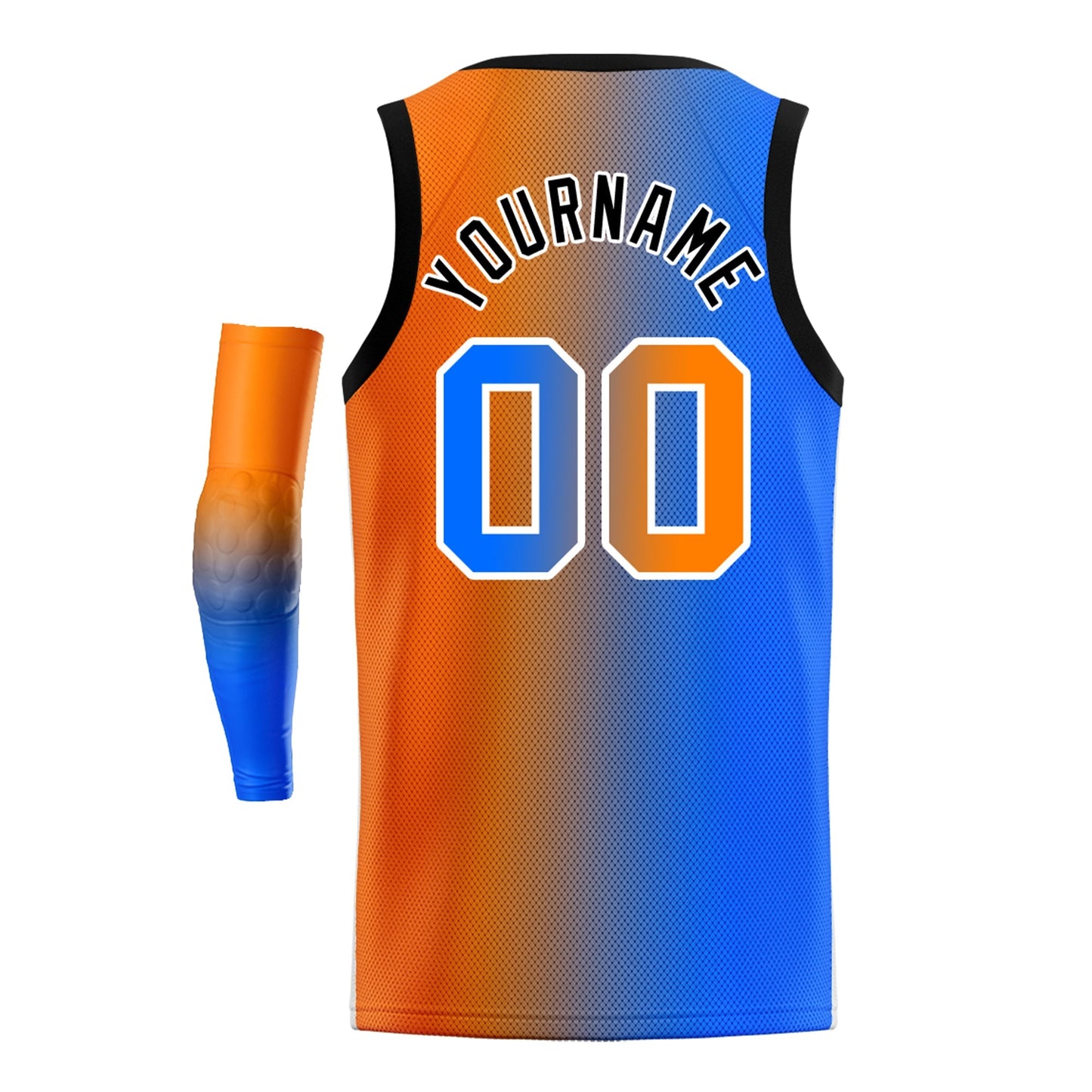 Custom Blue Orange-White Gradient Fashion Tops Basketball Jersey Limited