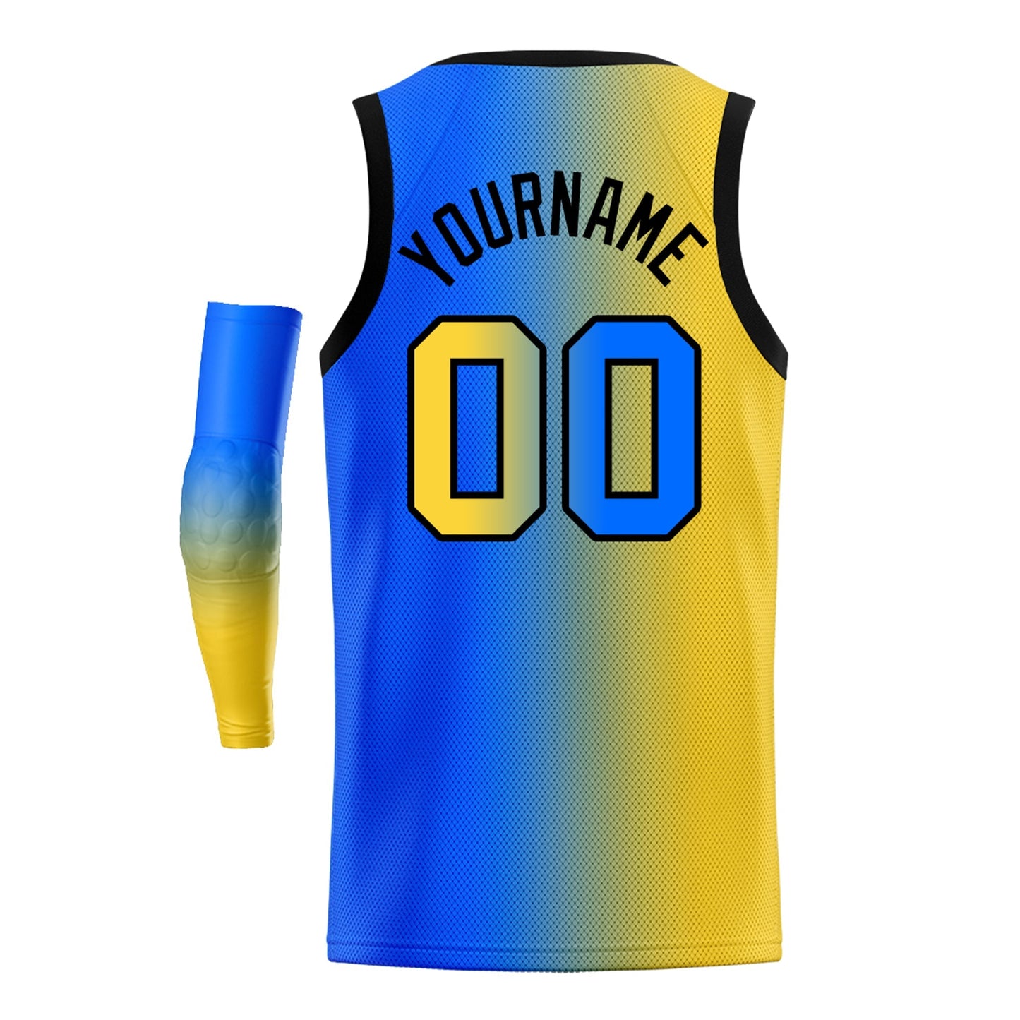 Custom Yellow Blue-Black Gradient Fashion Tops Basketball Jersey Limited
