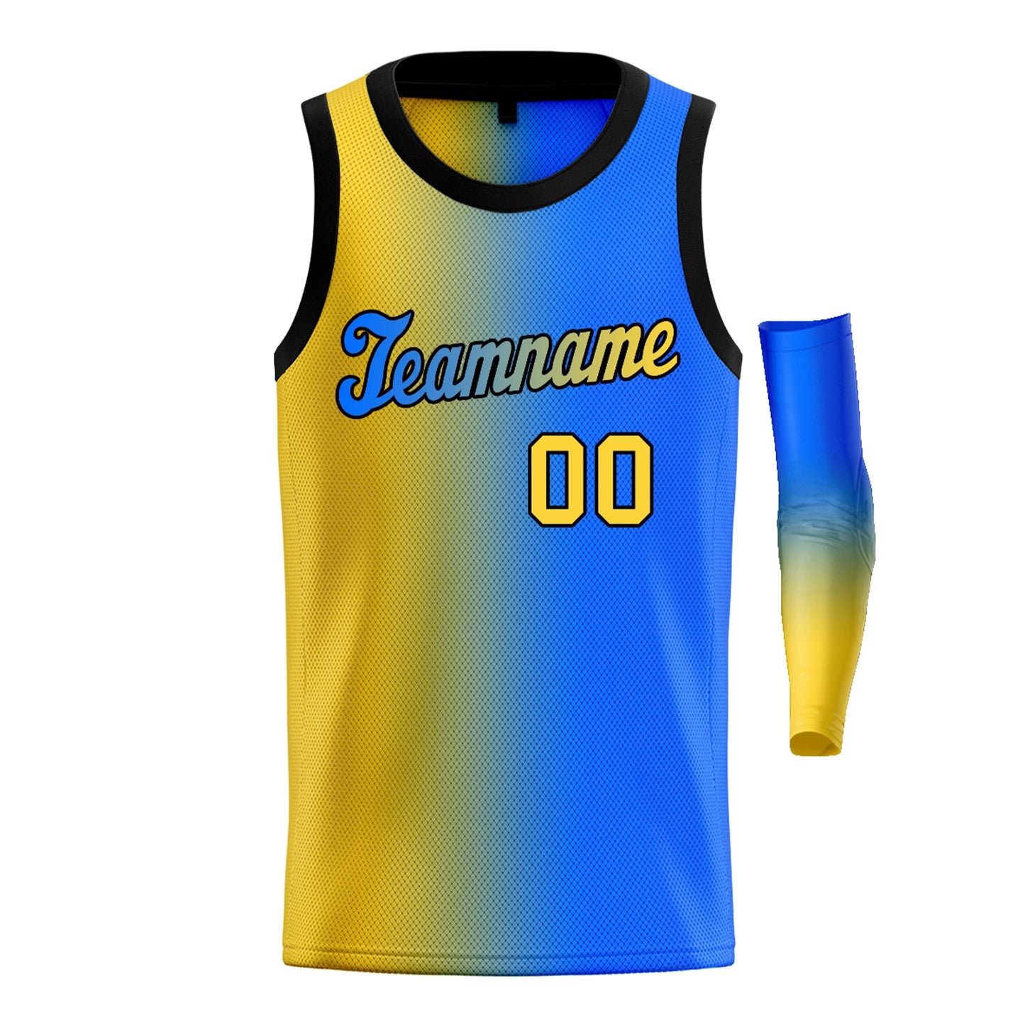 Custom Yellow Blue-Black Gradient Fashion Tops Basketball Jersey Limited