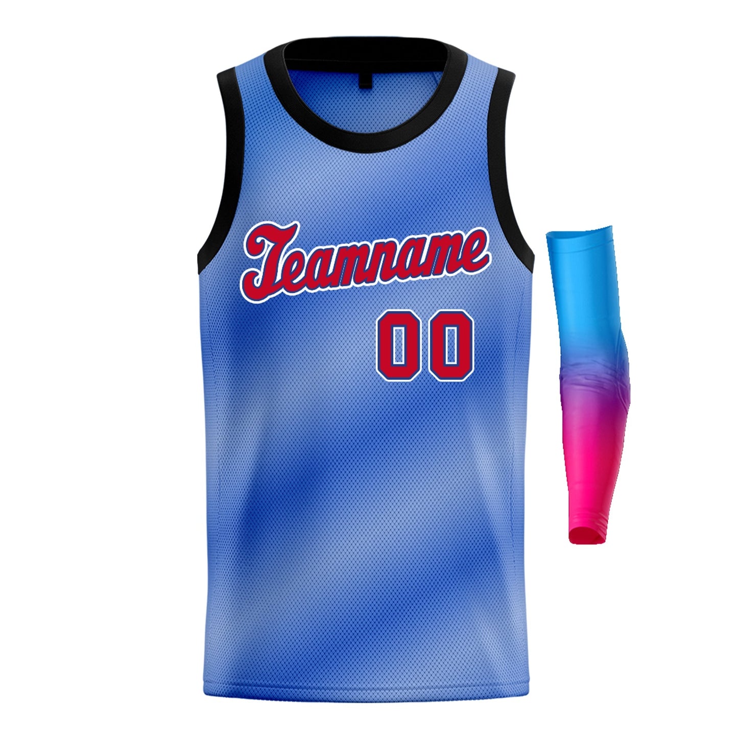 Custom Light Blue Red-White Gradient Fashion Tops Basketball Jersey Limited