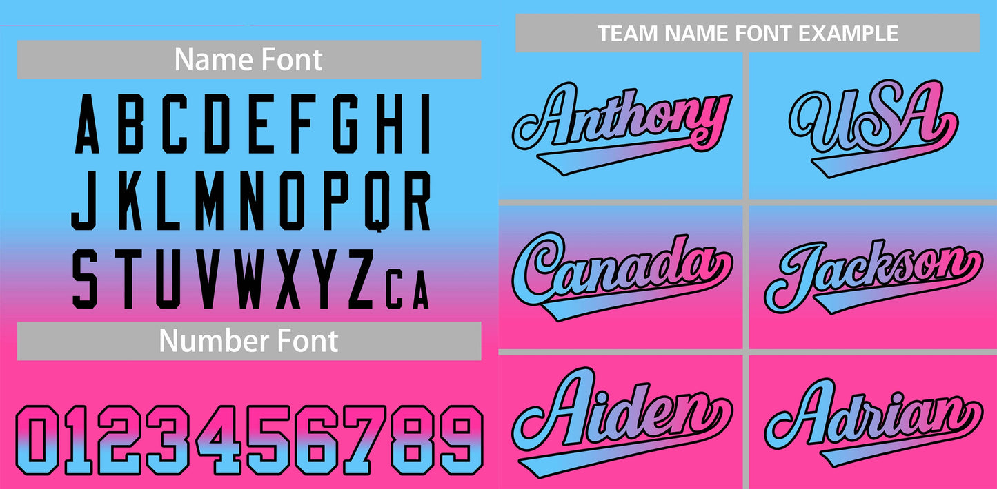 Custom Light Blue Pink Gradient Fashion Authentic Baseball Jersey Limited