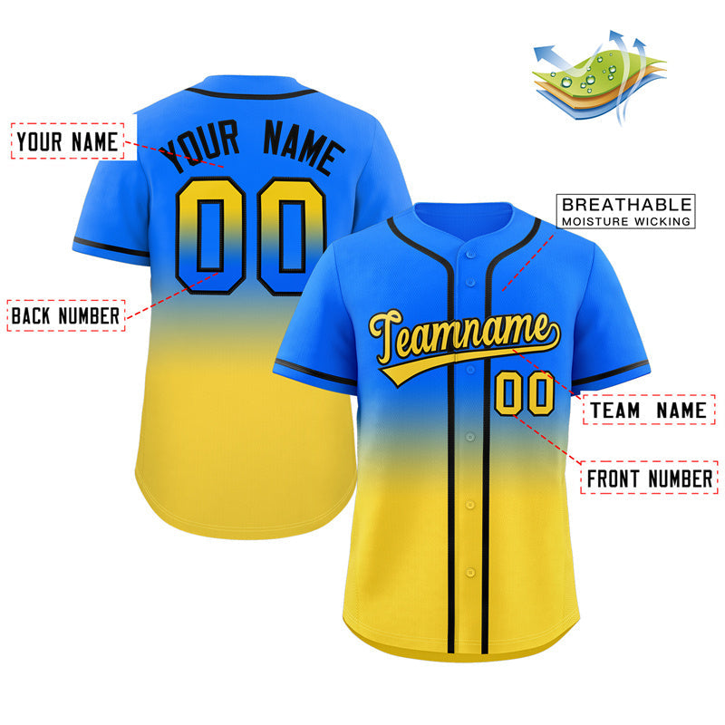 Custom Royal Gold Gradient Fashion Authentic Baseball Jersey Limited
