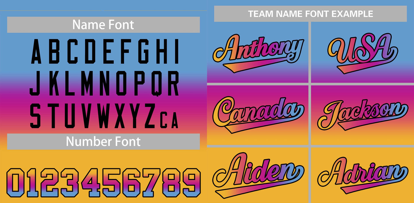 Custom Light Blue Purple Pink-Gold Gradient Fashion Authentic Baseball Jersey Limited