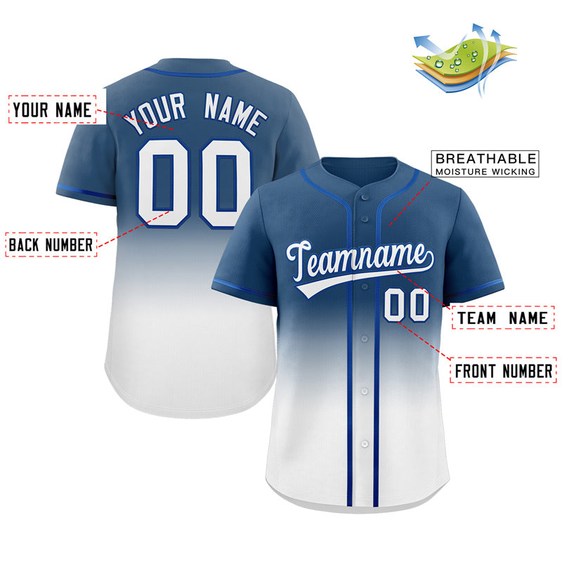 Custom Blue White Gradient Fashion Authentic Baseball Jersey Limited