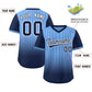 Custom Light Blue Navy-White Gradient Fashion Authentic Pullover Pinstripe Baseball Jersey Limited