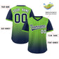 Custom Neon Green Navy-Black Gradient Fashion Authentic Pullover Pinstripe Baseball Jersey Limited