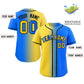 Custom Powder Blue Yellow-Black Gradient Fashion Authentic Baseball Jersey Limited