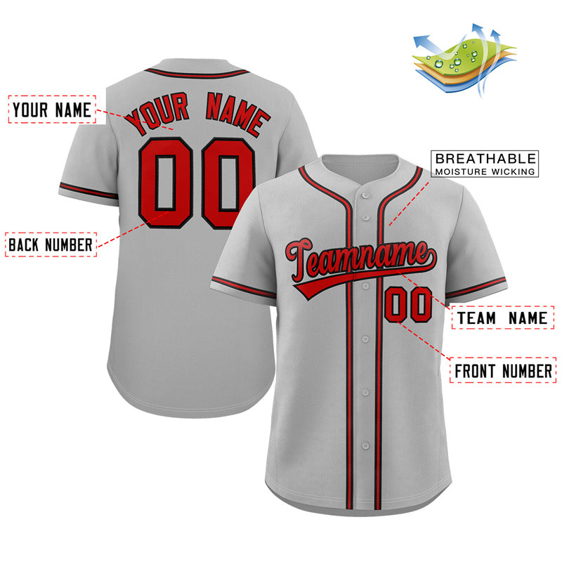 Custom Gray Red-Black Classic Style Authentic Baseball Jersey Limited