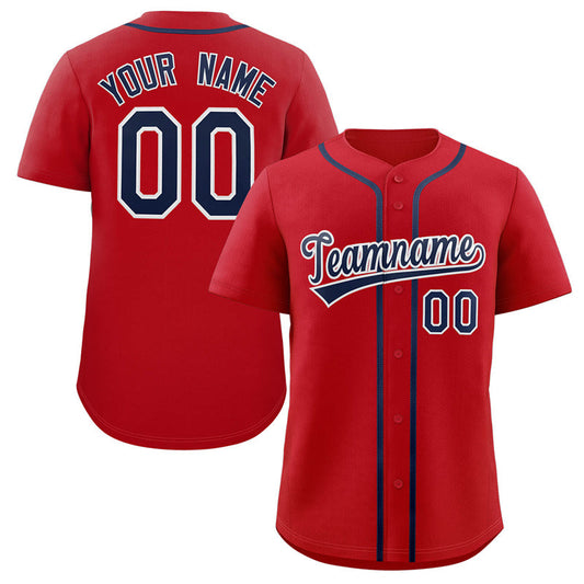 Custom Red Navy-White Classic Style Authentic Baseball Jersey