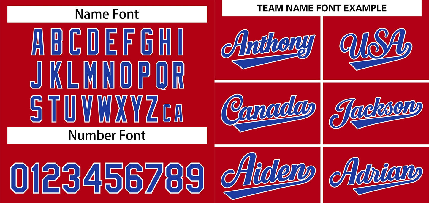 Custom Red Royal-White Classic Style Authentic Baseball Jersey Limited