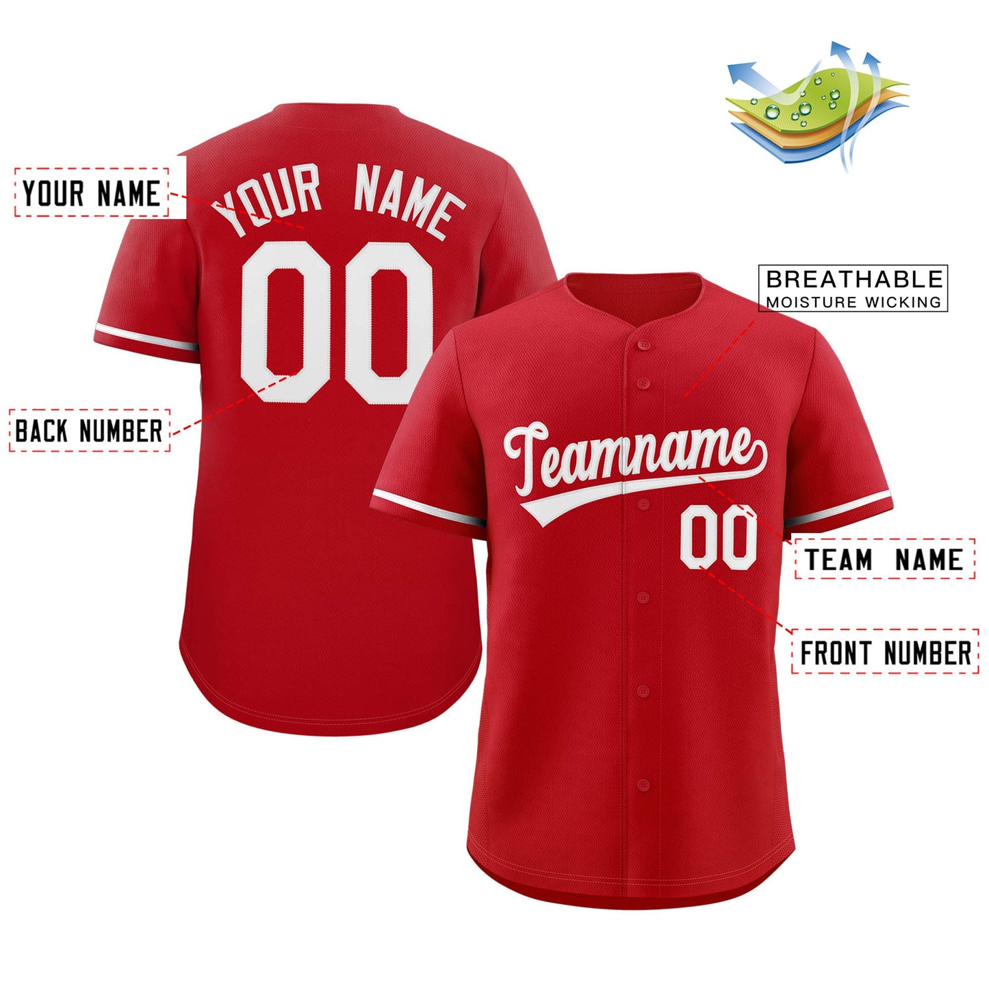 Custom Red White Solider Classic Style Authentic Baseball Jersey Limited