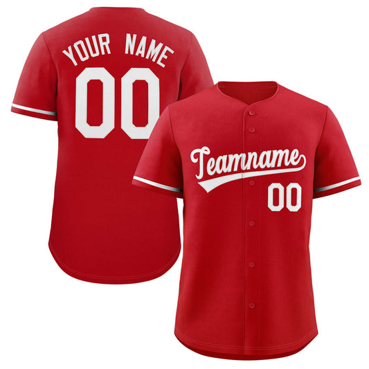 Custom Red White Solider Classic Style Authentic Baseball Jersey