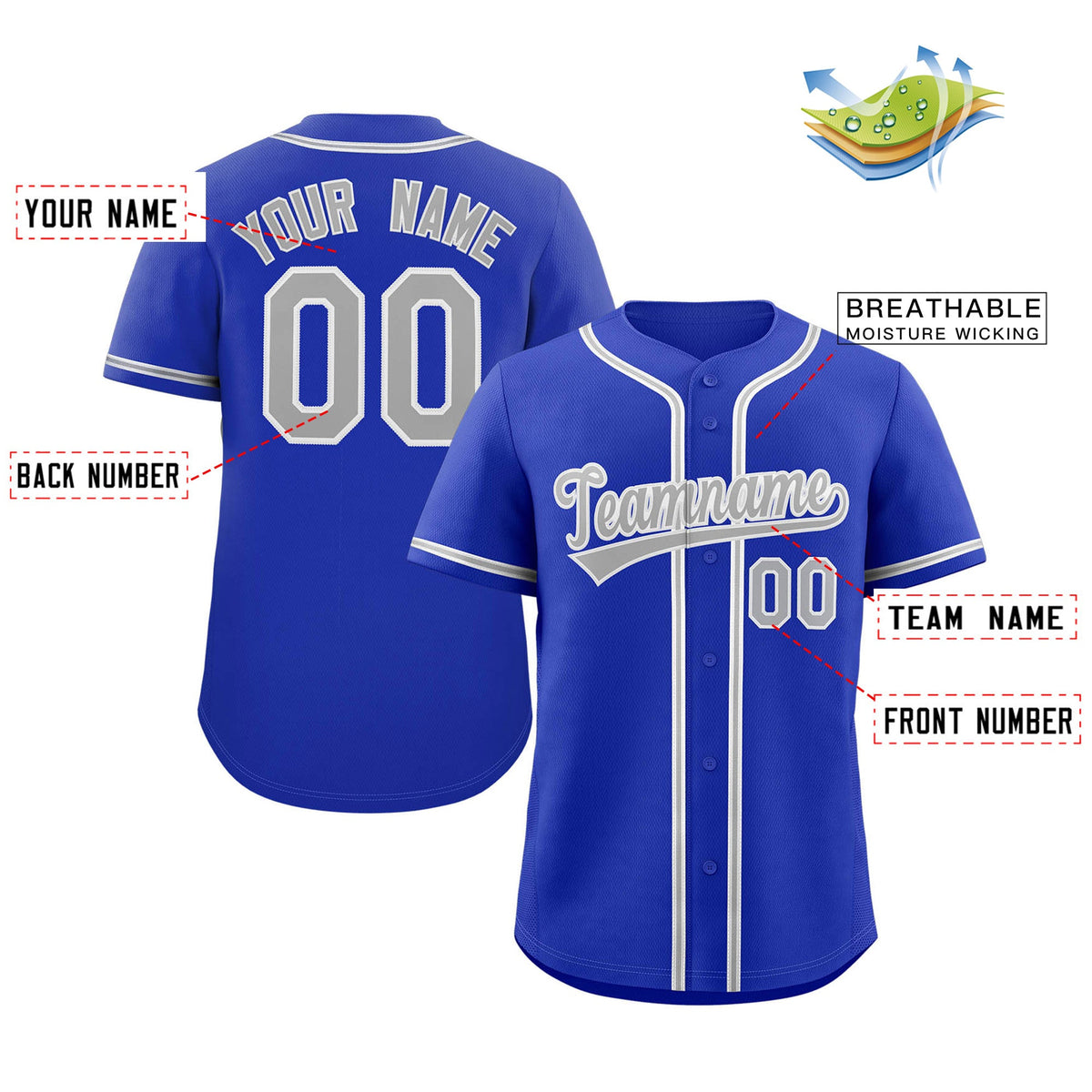 Custom Royal Gray-White Classic Style Authentic Baseball Jersey Limited