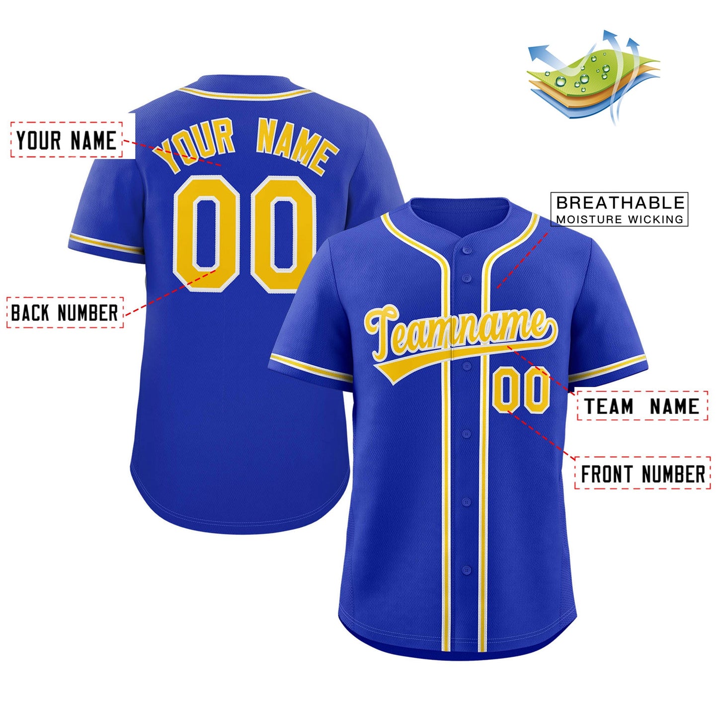 Custom Royal Gold-White Classic Style Authentic Baseball Jersey Limited